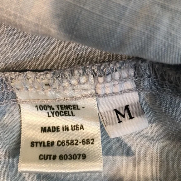 Anthropologie Cloth & Stone Light Wash Chambray Striped Tunic Dress Size M - Picture 8 of 8